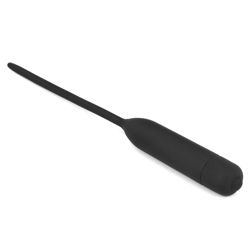 Ultimate Silicone Vibrating Urethral Dilator - Black Vibrating Urethral Sound - Silk and Sin
