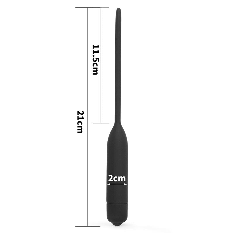 Ultimate Silicone Vibrating Urethral Dilator - Black Vibrating Urethral Sound - Silk and Sin