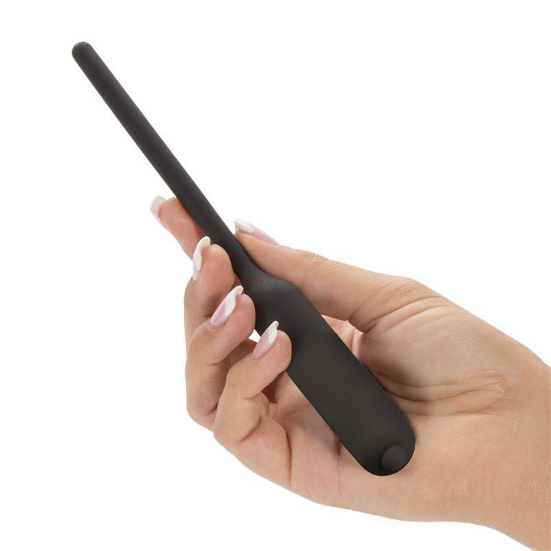 Ultimate Silicone Vibrating Urethral Dilator - Black Vibrating Urethral Sound - Silk and Sin