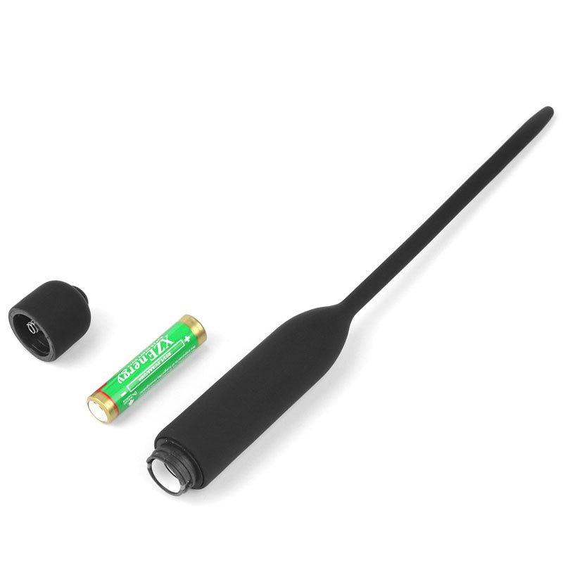 Ultimate Silicone Vibrating Urethral Dilator - Black Vibrating Urethral Sound - Silk and Sin