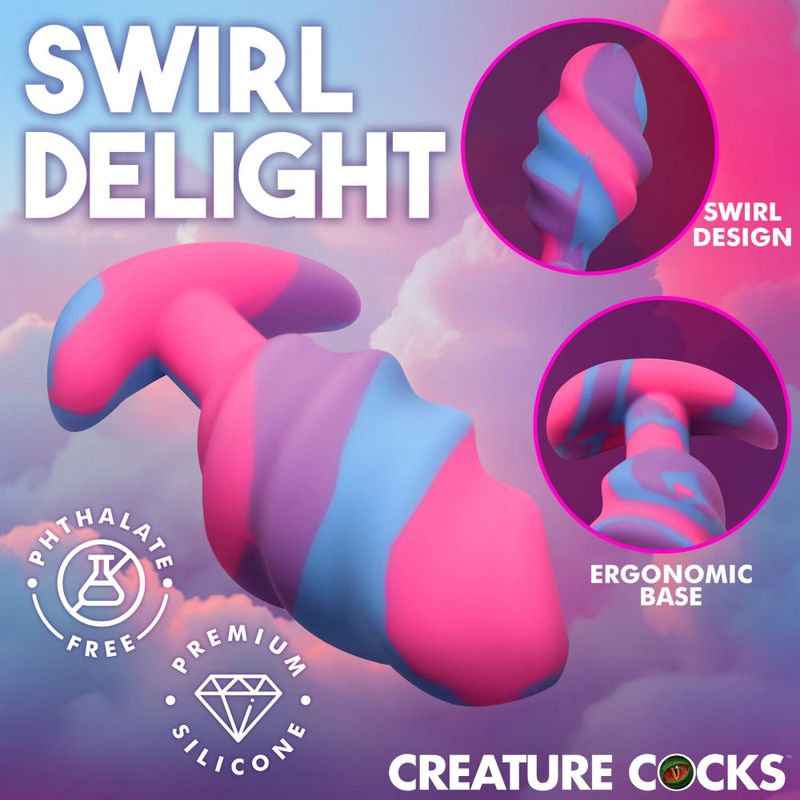 Unicorn Swirl Silicone Butt Plug Large - Silk and Sin