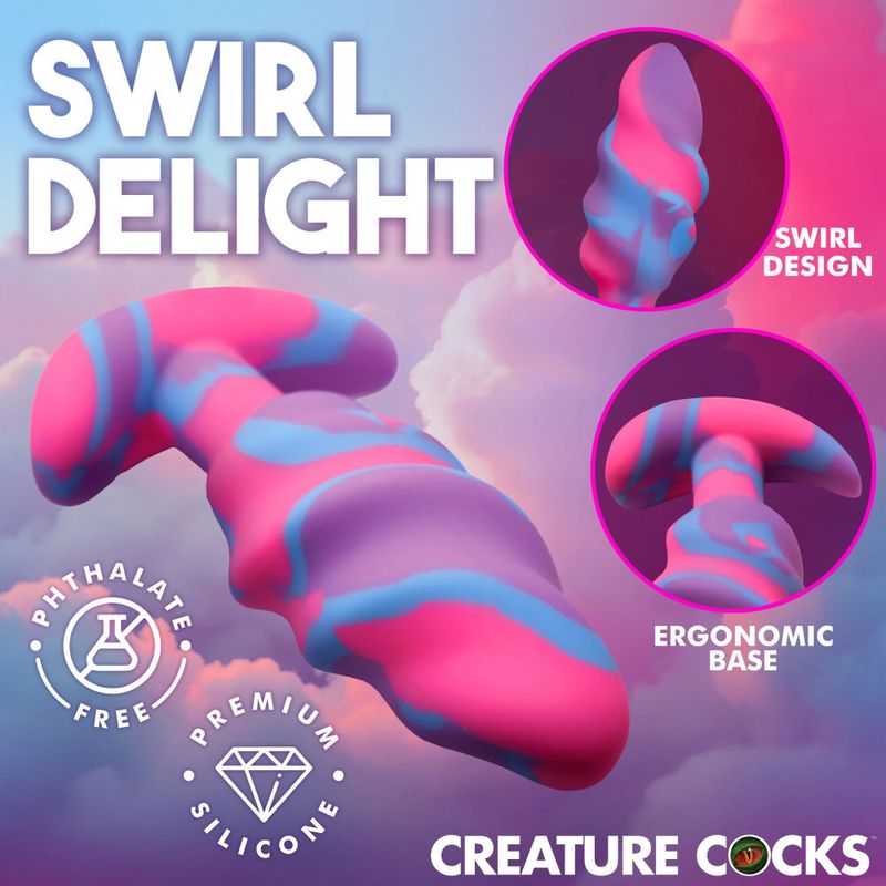 Unicorn Swirl Silicone Butt Plug Medium - Silk and Sin