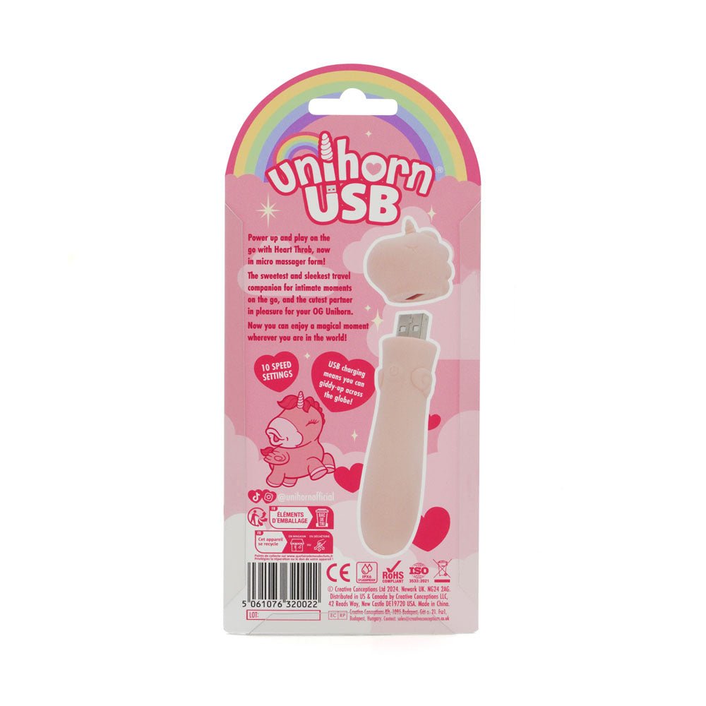 Unihorn - USB Bullet - Heart Throb - Coral USB Rechargeable Vibrating Bullet - silkandsin