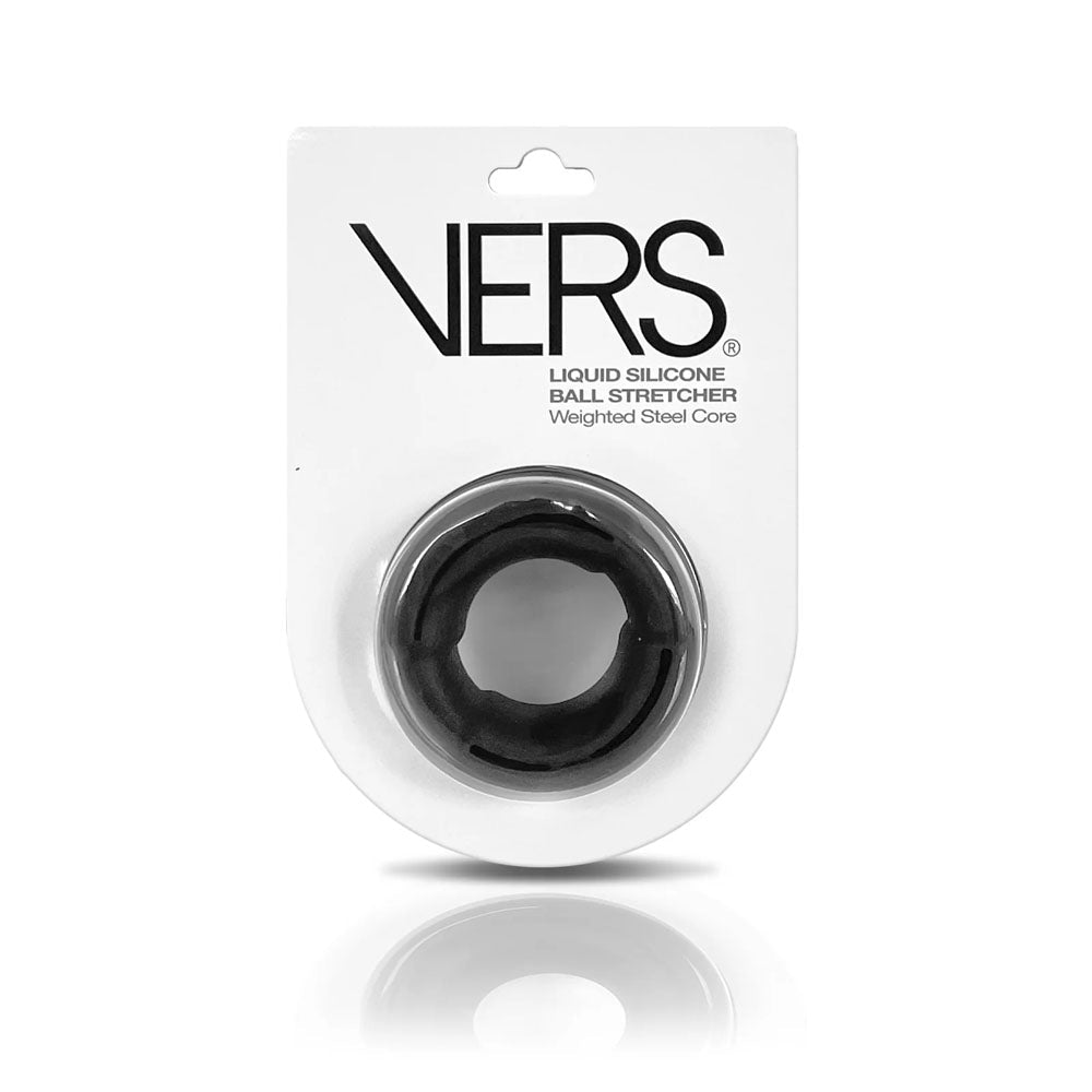 VERS Liquid Silicone Weight Steel Core Ball Stretcher - Black Ball Stretcher Ring with Steel Core - silkandsin