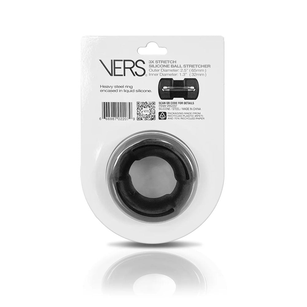 VERS Liquid Silicone Weight Steel Core Ball Stretcher - Black Ball Stretcher Ring with Steel Core - silkandsin