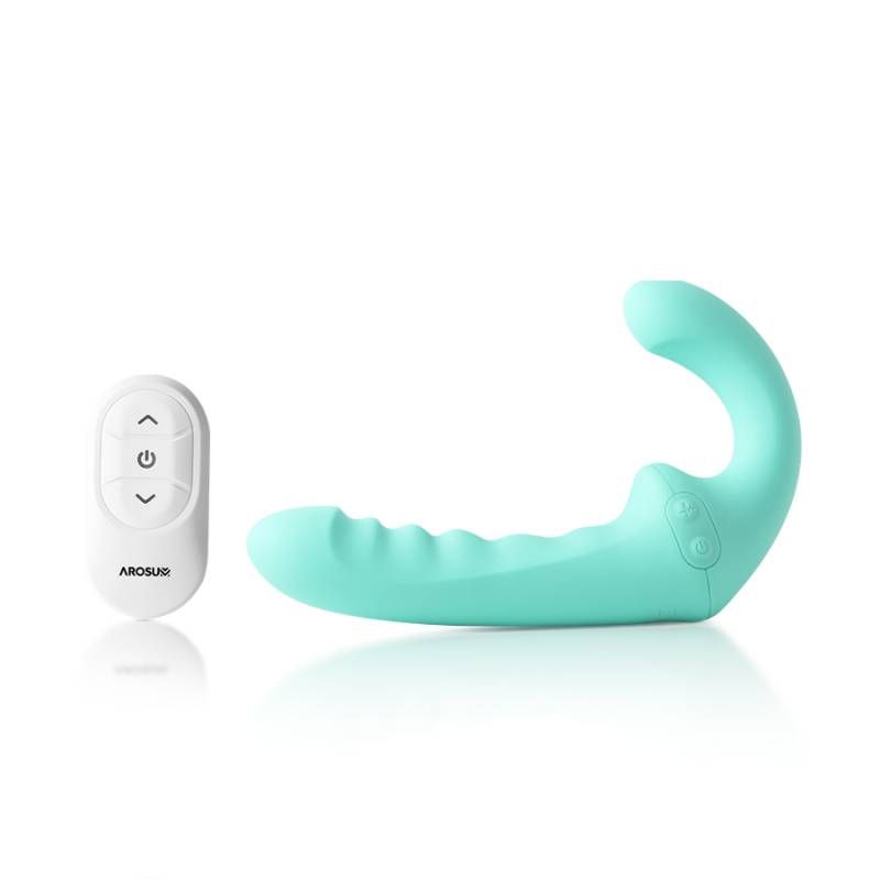 VibraTwin Rechargeable Come Hither Strapless Strap On with Remote - Silk and Sin