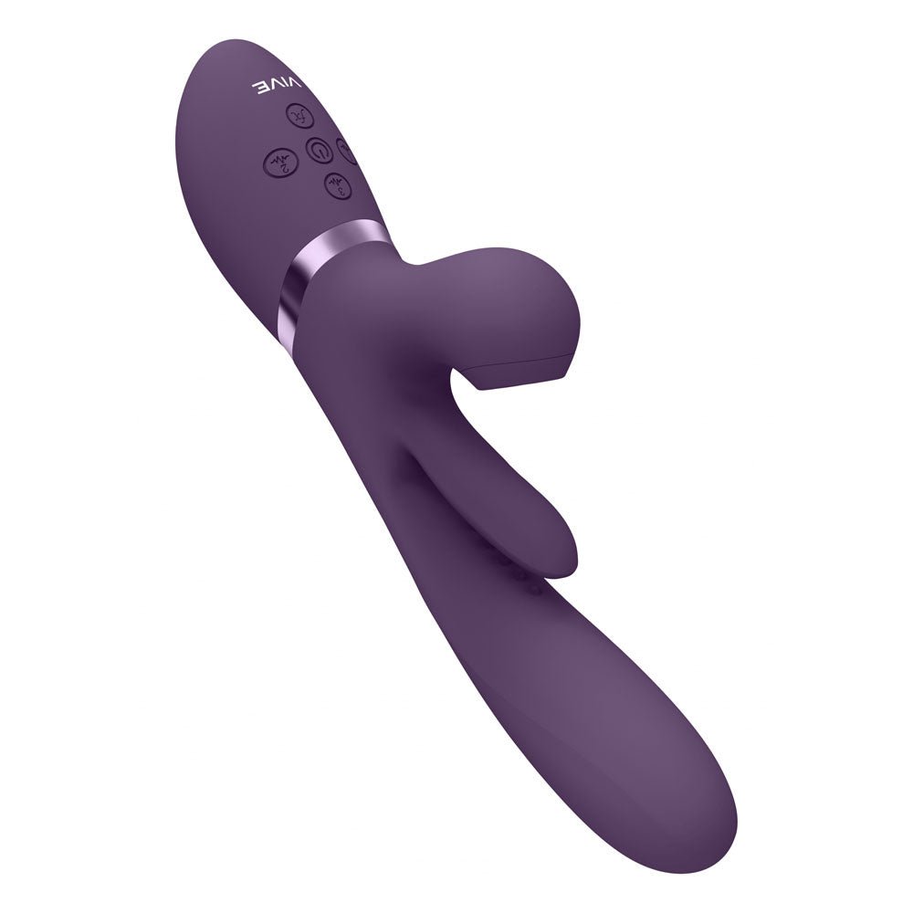 VIVE Ena - Purple - Purple 25 cm USB Rechargeable Thrusting Vibrator with Air Wave Stimulator - silkandsin