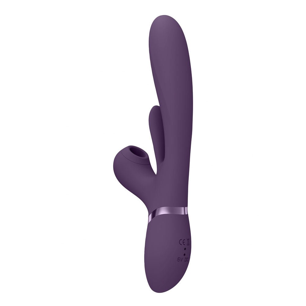 VIVE Ena - Purple - Purple 25 cm USB Rechargeable Thrusting Vibrator with Air Wave Stimulator - silkandsin