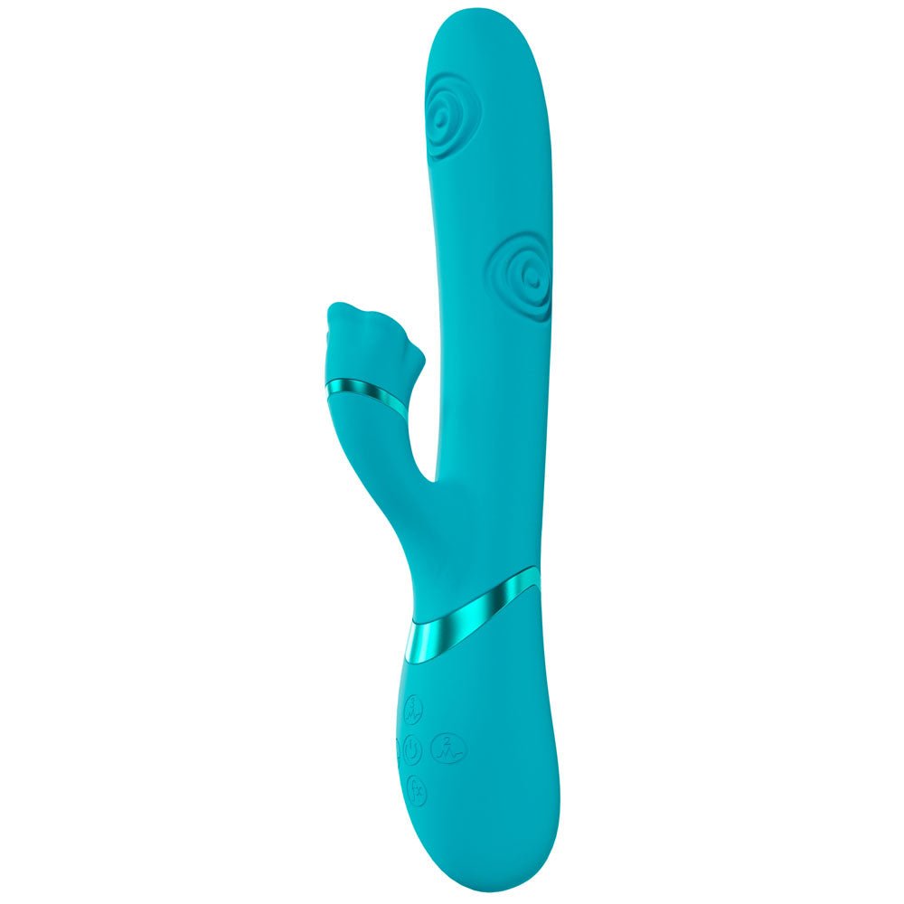 VIVE Fiore - Blue 25 cm USB Rechargeable Tapping Rabbit Vibrator - silkandsin
