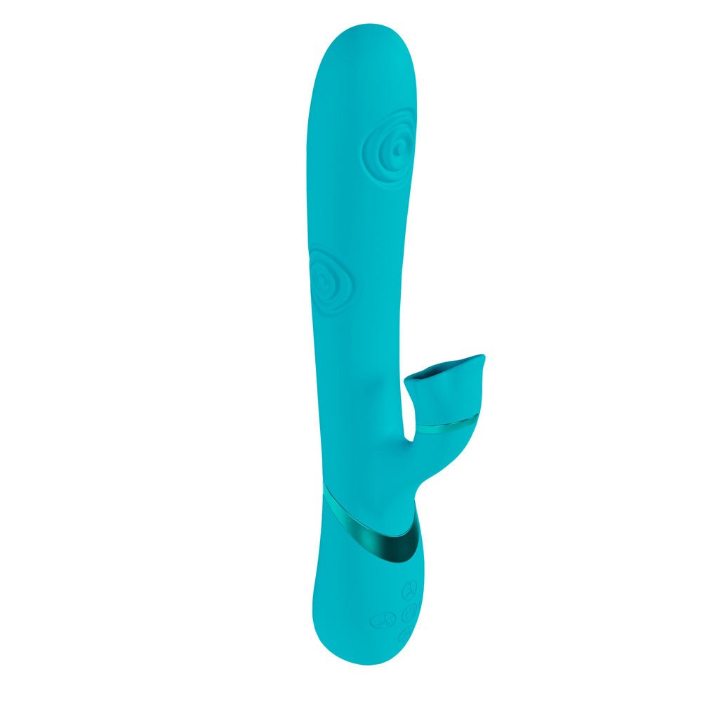 VIVE Fiore - Blue 25 cm USB Rechargeable Tapping Rabbit Vibrator - silkandsin