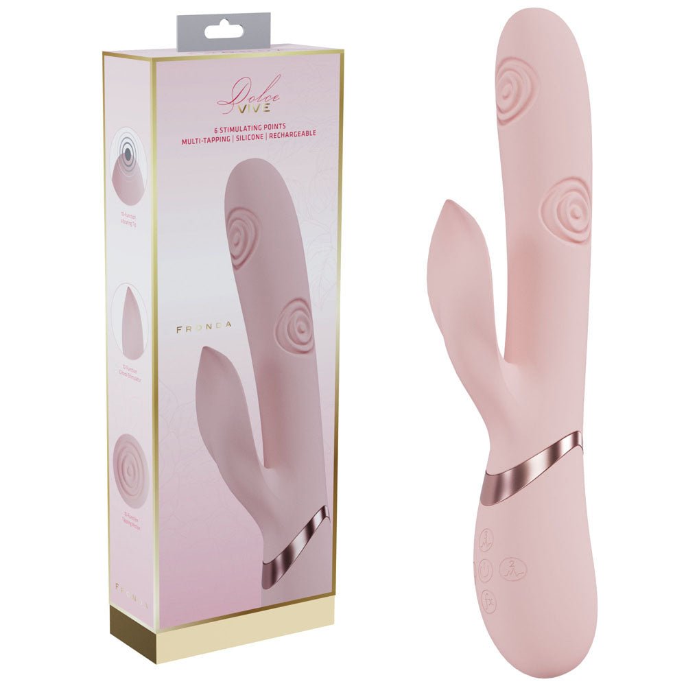 VIVE Fronda - Pink - Pink 25 cm USB Rechargeable Tapping Rabbit Vibrator - silkandsin