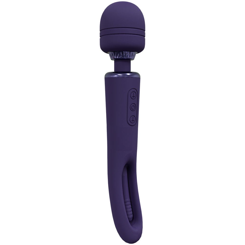 VIVE Kiku - Purple - Purple 25.2 cm USB Rechargeable Dual End Massage Wand with Flapping Tip - silkandsin