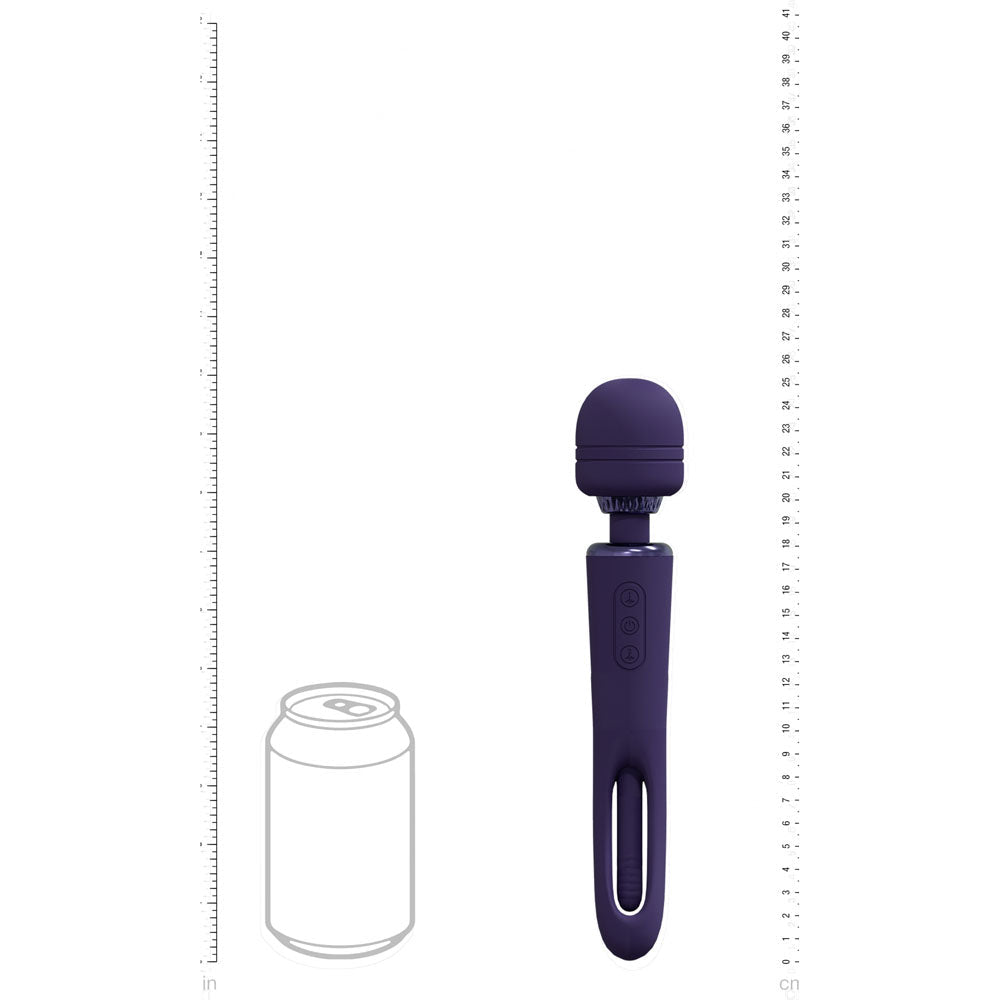 VIVE Kiku - Purple - Purple 25.2 cm USB Rechargeable Dual End Massage Wand with Flapping Tip - silkandsin
