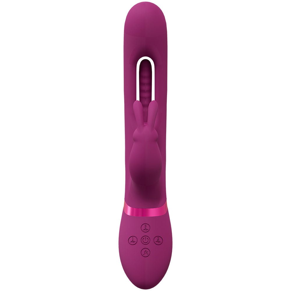 VIVE Mika - Pink - Pink 23.2 cm USB Rechargeable Rabbit Vibrator with Flapping Shaft - silkandsin