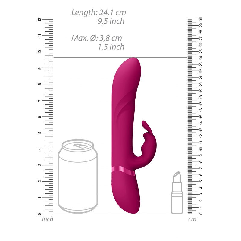 VIVE Nari - Pink - Pink 24.1 cm USB Rechargeable Rabbit Vibrator - silkandsin