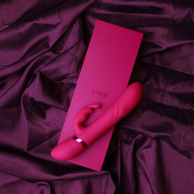VIVE Nari - Pink - Pink 24.1 cm USB Rechargeable Rabbit Vibrator - silkandsin