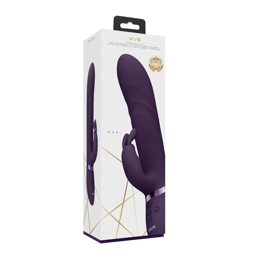 VIVE Nari - Purple - Purple 24.1 cm USB Rechargeable Rabbit Vibrator - silkandsin