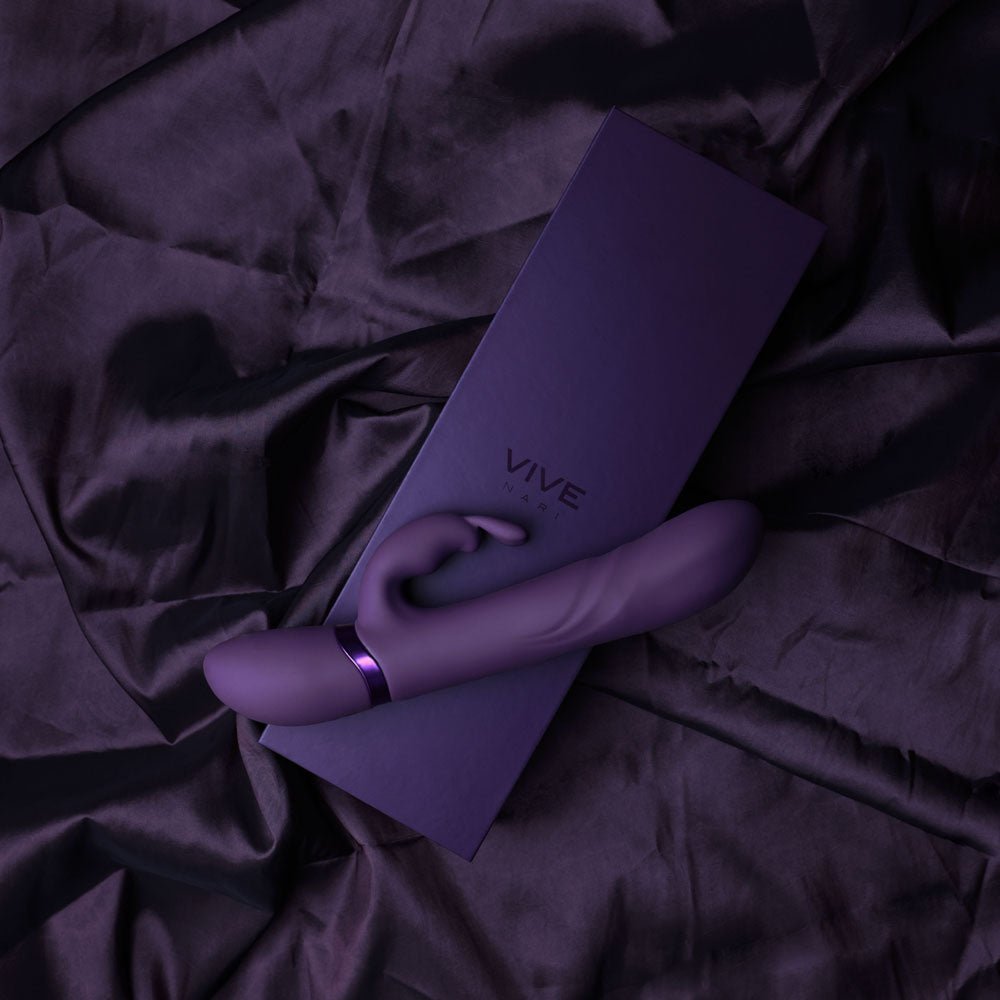 VIVE Nari - Purple - Purple 24.1 cm USB Rechargeable Rabbit Vibrator - silkandsin