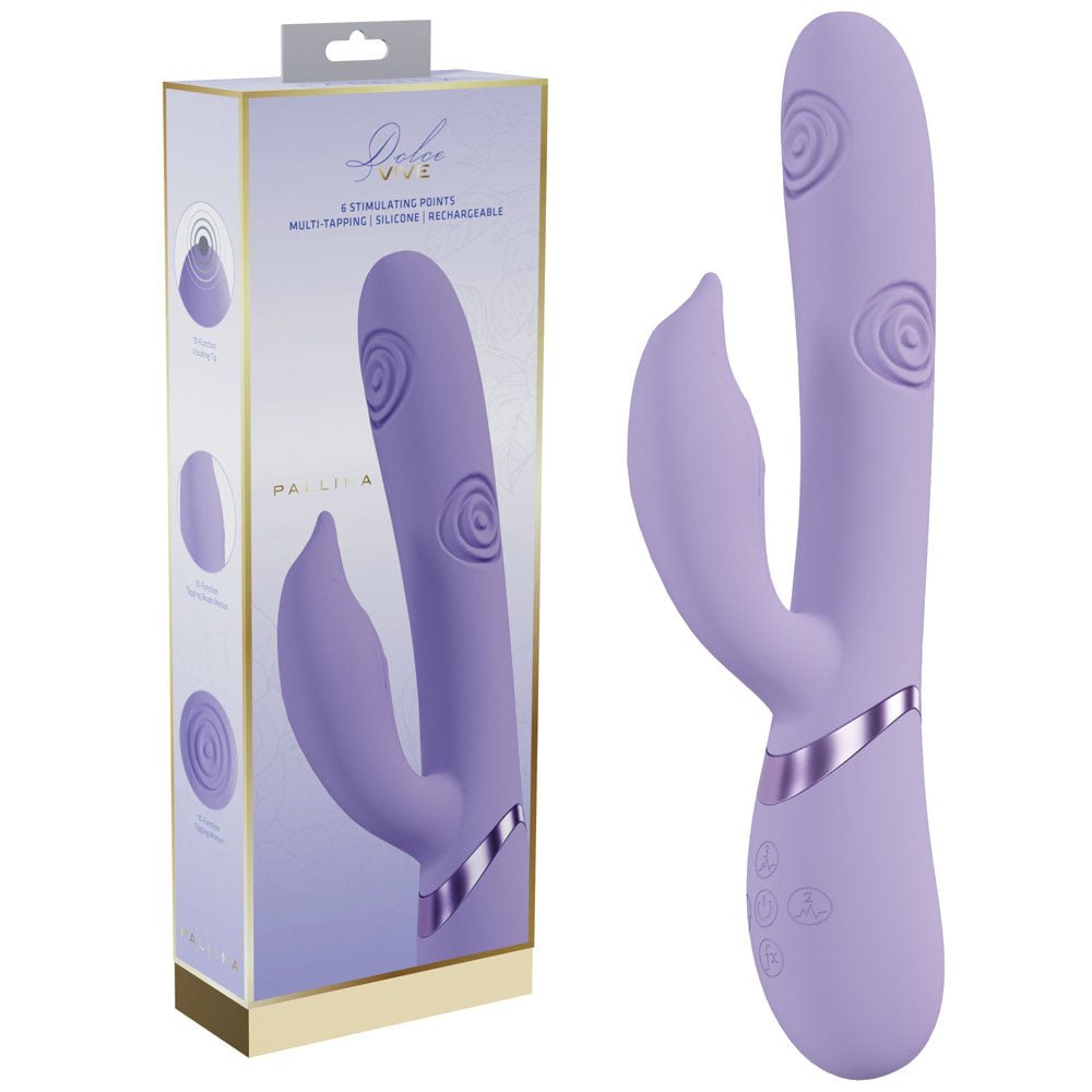 VIVE Pallina - Purple - Purple 25 cm USB Rechargeable Tapping Rabbit Vibrator - silkandsin