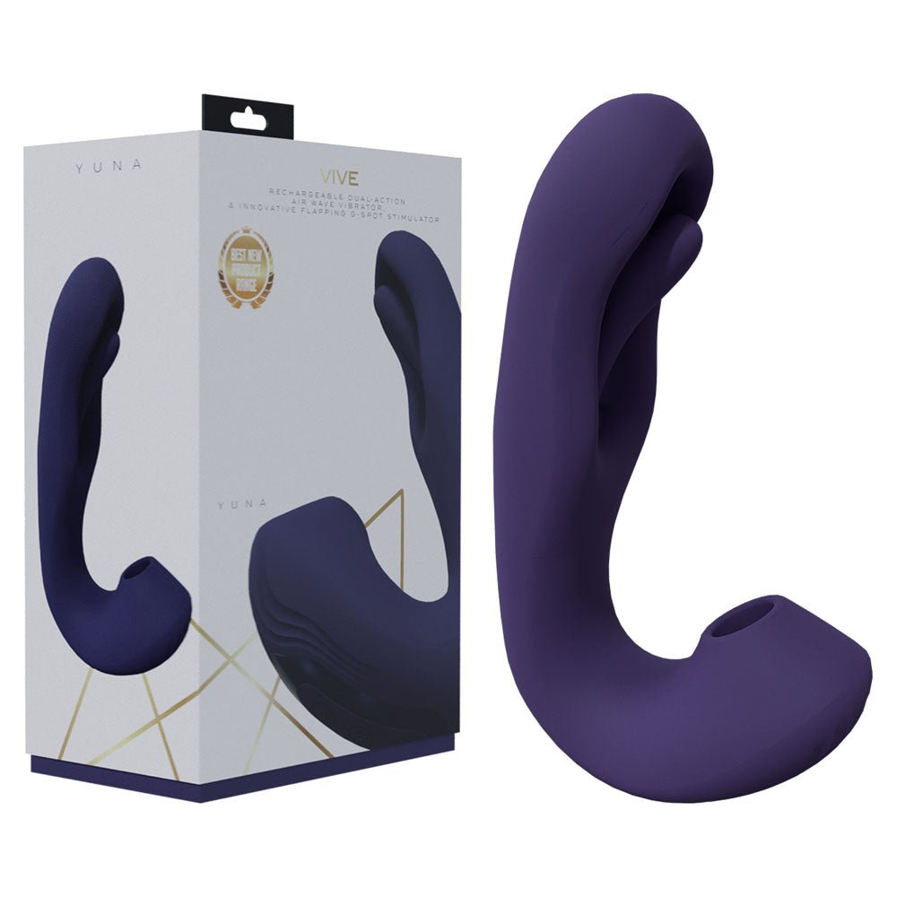 VIVE Yuna - Purple - Purple USB Rechargeable Flapping Vibrator with Air Pulsation - silkandsin