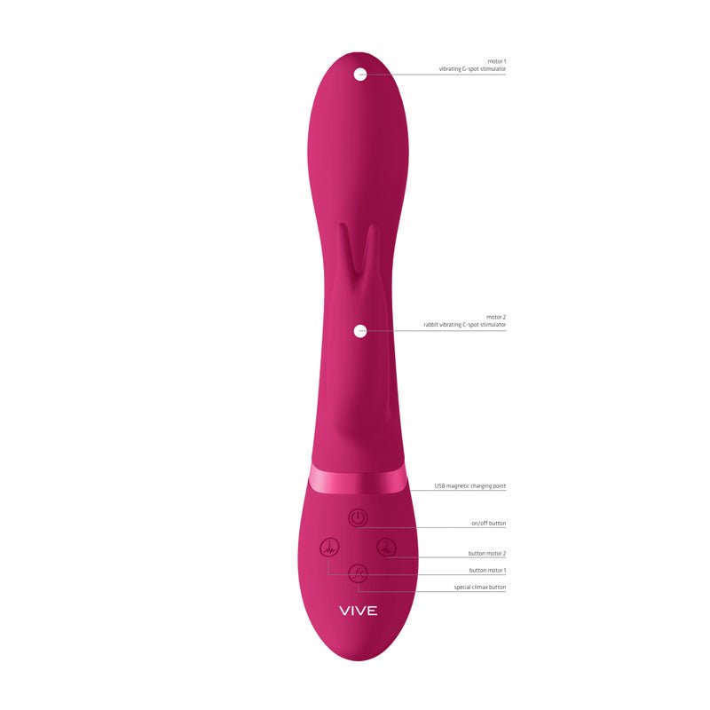 Vive Zosia - Pink 21.3 cm USB Rechargeable Rabbit Vibrator - silkandsin