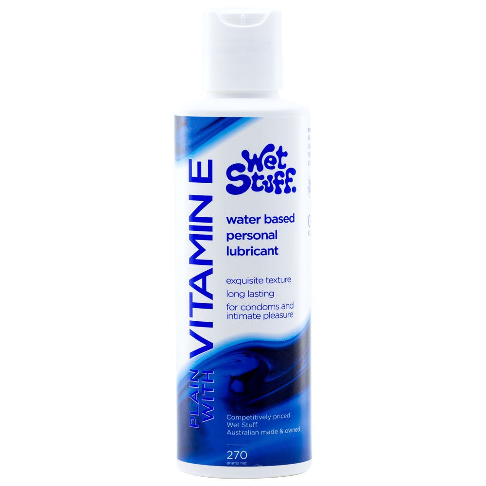 Wet Stuff Plain - 270g Disk - Water Based Lubricant with Vitamin E - 270 gram Bottle - Silk and Sin