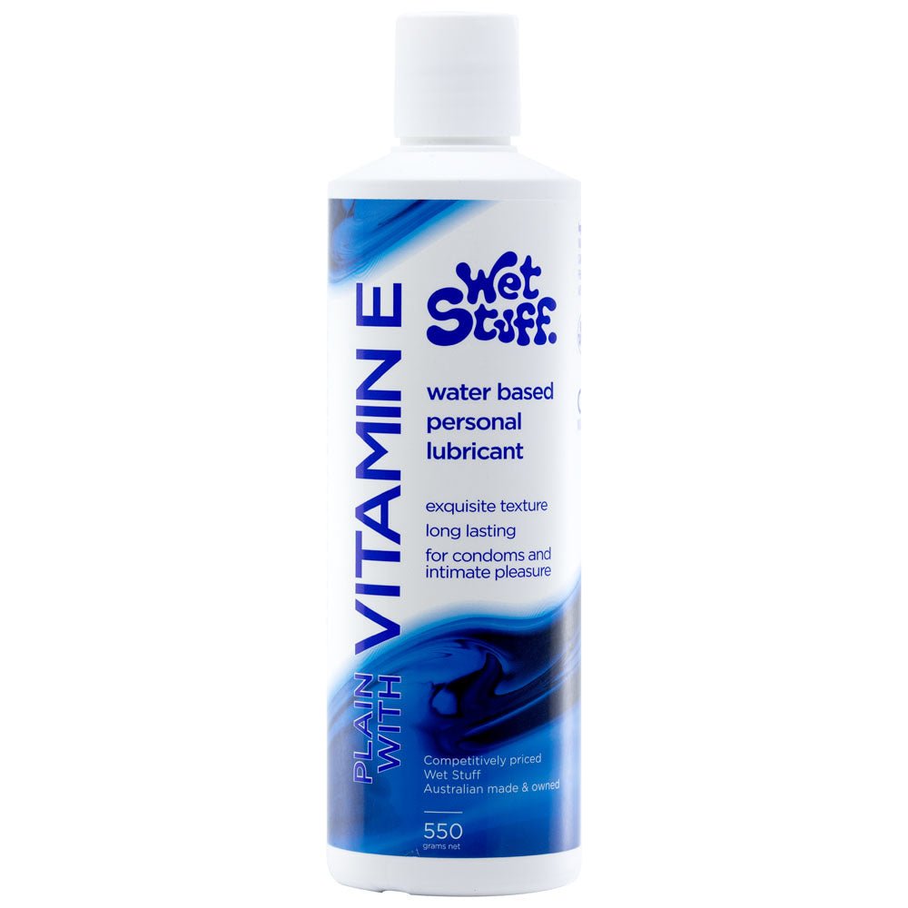 Wet Stuff Plain - 550g Disktop - Water Based Lubricant with Vitamin E - 550 gram Bottle - Silk and Sin