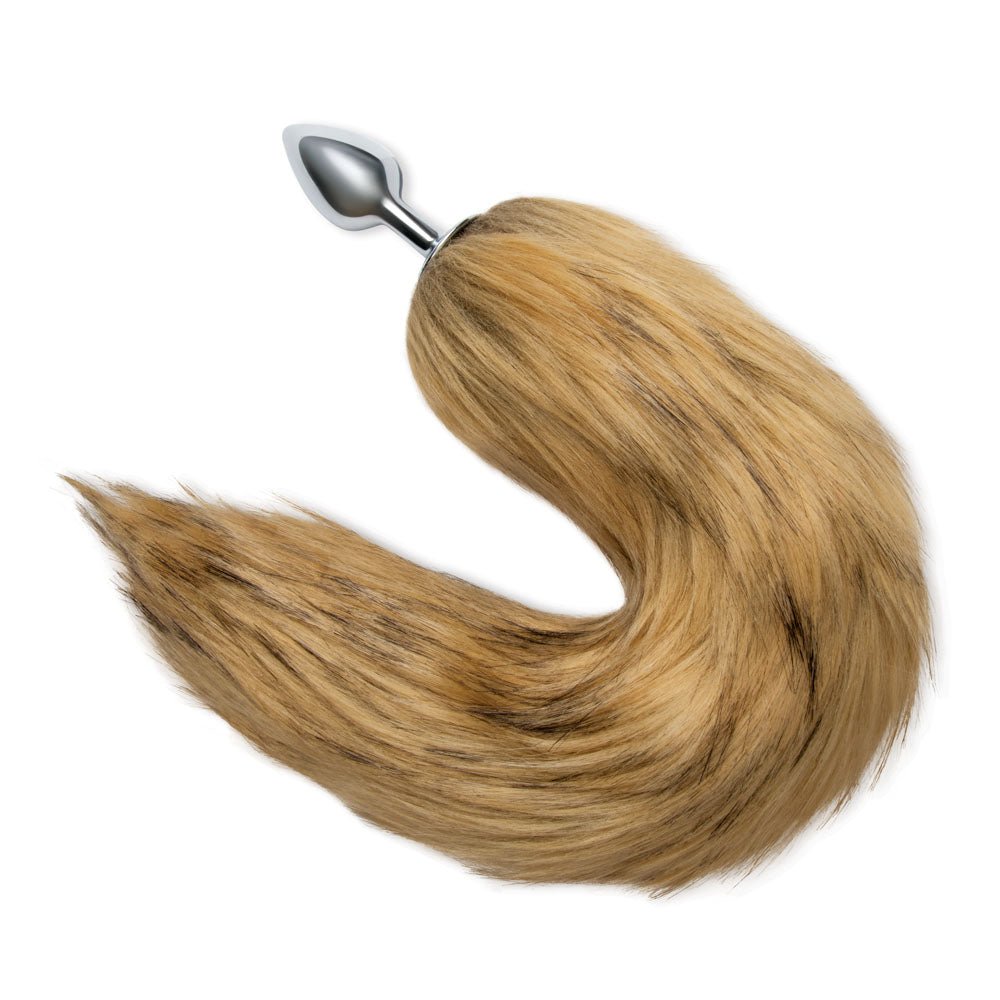 WhipSmart Furry Tales 14 Inch Brown Fox Tail - Metal 6.3 cm Butt Plug with Brown Fox Tail - silkandsin