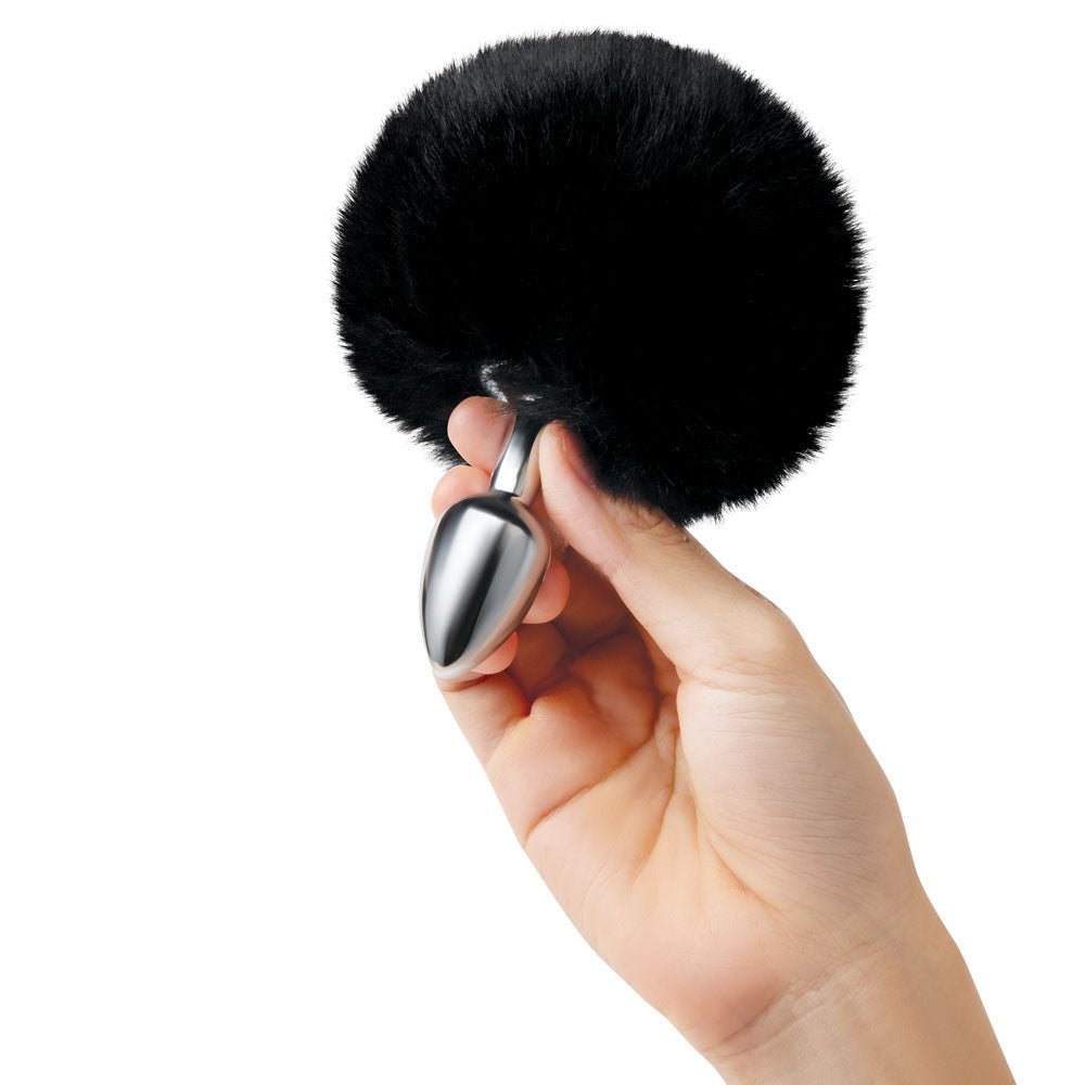 WhipSmart Furry Tales Black Bunny Tail - Metal 6.3 cm Butt Plug with Black Bunny Tail - silkandsin