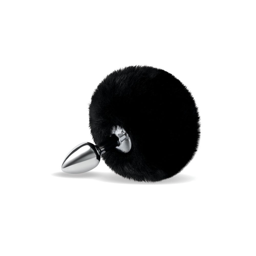 WhipSmart Furry Tales Black Bunny Tail - Metal 6.3 cm Butt Plug with Black Bunny Tail - silkandsin