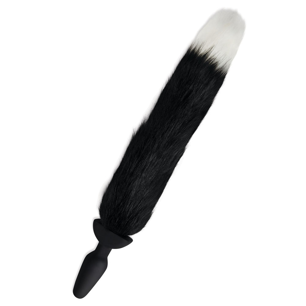 WhipSmart Furry Tales Silicone Foxtail Rechargeable Butt Plug - Black 9.5 cm Vibrating Butt Plug with Black Fox Tail & Remote Control - silkandsin