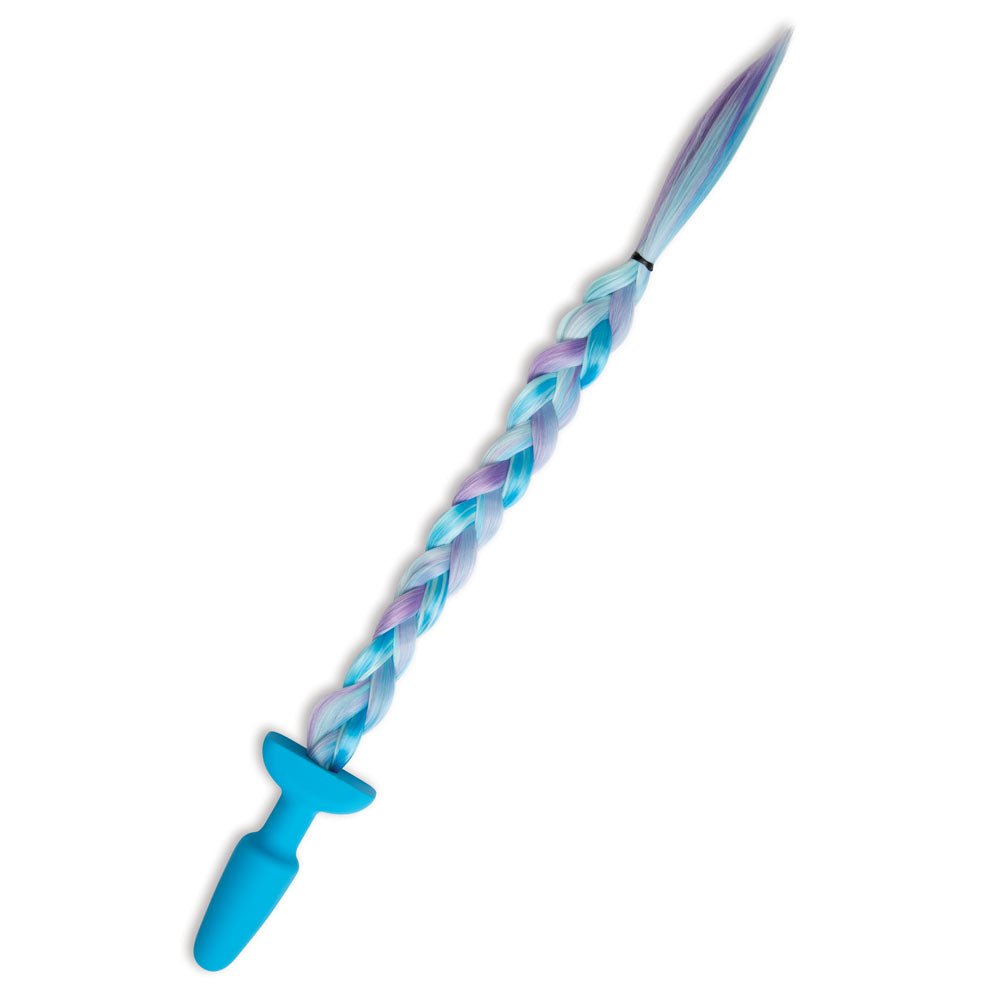 WhipSmart Furry Tales Silicone Unicorn Butt Plug - Blue 8.9 cm Butt Plug with Unicorn Tail - silkandsin