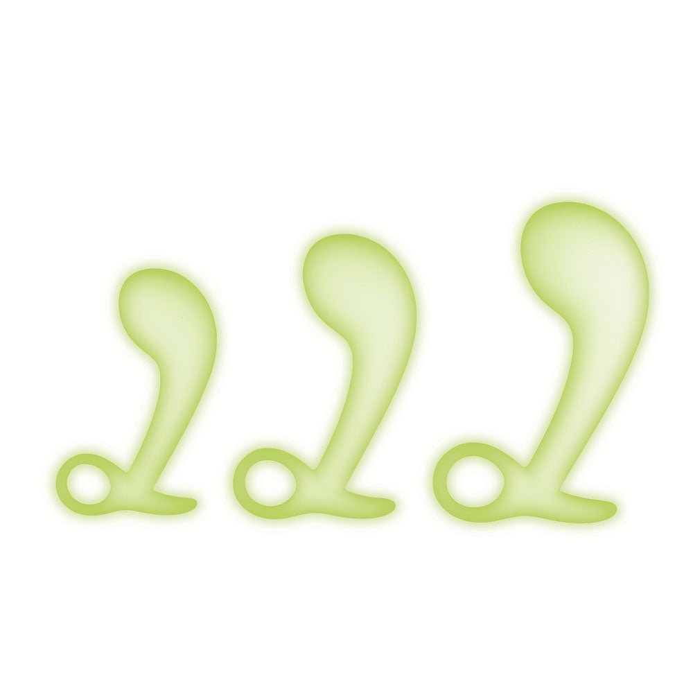 WhipSmart Glow In The Dark 3pc Prostate Training Kit - Glow In Dark Prostate Massagers - Set of 3 Sizes - silkandsin