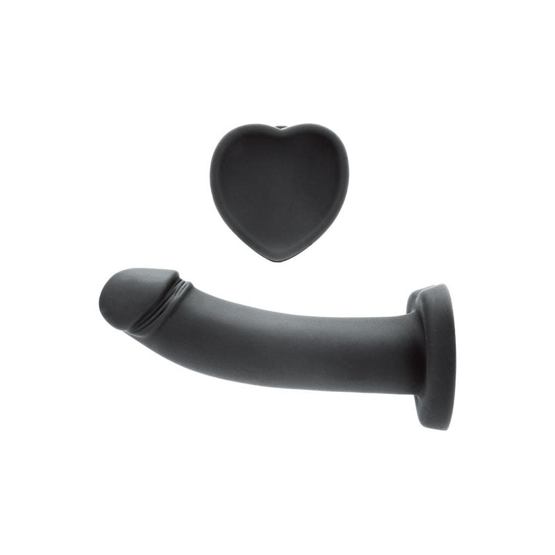 WhipSmart Heartbreaker 7'' Heart Base Dildo - Black 17.8 cm Dong with Heart Shaped Base - silkandsin