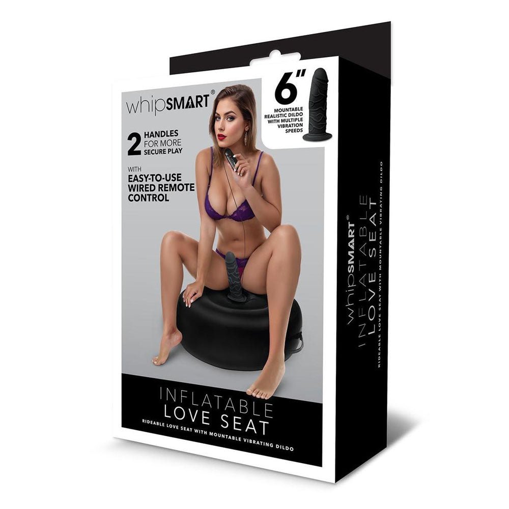 Whipsmart Inflatable Vibrating Love Seat - Black Inflatable Cushion with 6'' Vibrating Dong - Silk and Sin
