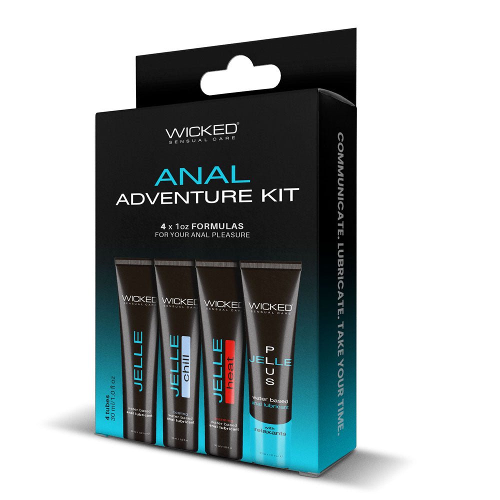 Wicked ANAL ADVENTURE KIT - Mixed Jelle Anal Lubricants 30 ml Bottles - 4 Pack - Silk and Sin