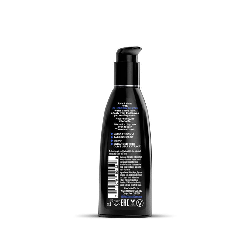 Wicked Aqua Blueberry Muffin - Blueberry Muffin Flavoured Water Based Lubricant - 60 ml (2 oz) Bottle - Silk and Sin