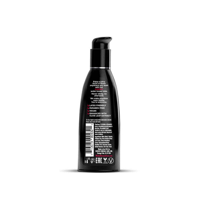 Wicked Aqua Cherry - Cherry Flavoured Water Based Lubricant - 60 ml (2 oz) Bottle - Silk and Sin