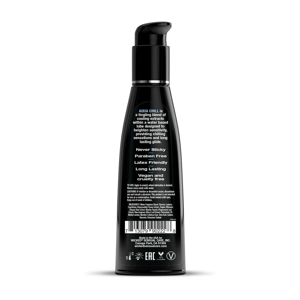 Wicked Aqua Chill - Cooling Water Based Lubricant - 120 ml (4 oz) Bottle - Silk and Sin