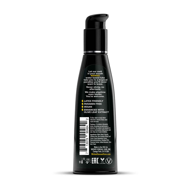 Wicked Aqua Mango - Mango Flavoured Water Based Lubricant - 120 ml (4 oz) Bottle - Silk and Sin