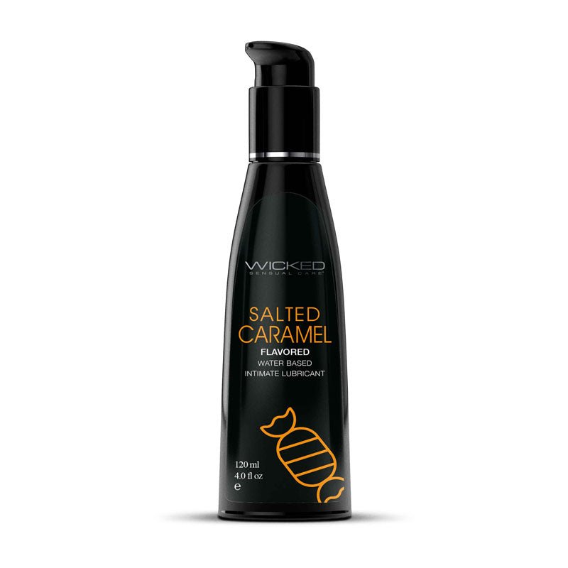 Wicked Aqua Salted Caramel - Salted Caramel Flavoured Water Based Lubricant - 120 ml (4 oz) Bottle - Silk and Sin
