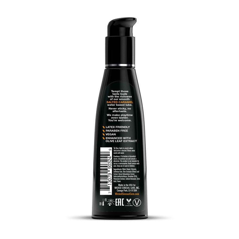 Wicked Aqua Salted Caramel - Salted Caramel Flavoured Water Based Lubricant - 120 ml (4 oz) Bottle - Silk and Sin