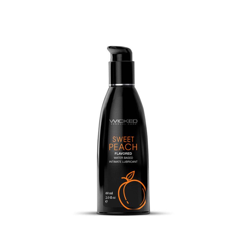 Wicked Aqua Sweet Peach - Sweet Peach Flavoured Water Based Lubricant - 60 ml (2 oz) Bottle - Silk and Sin