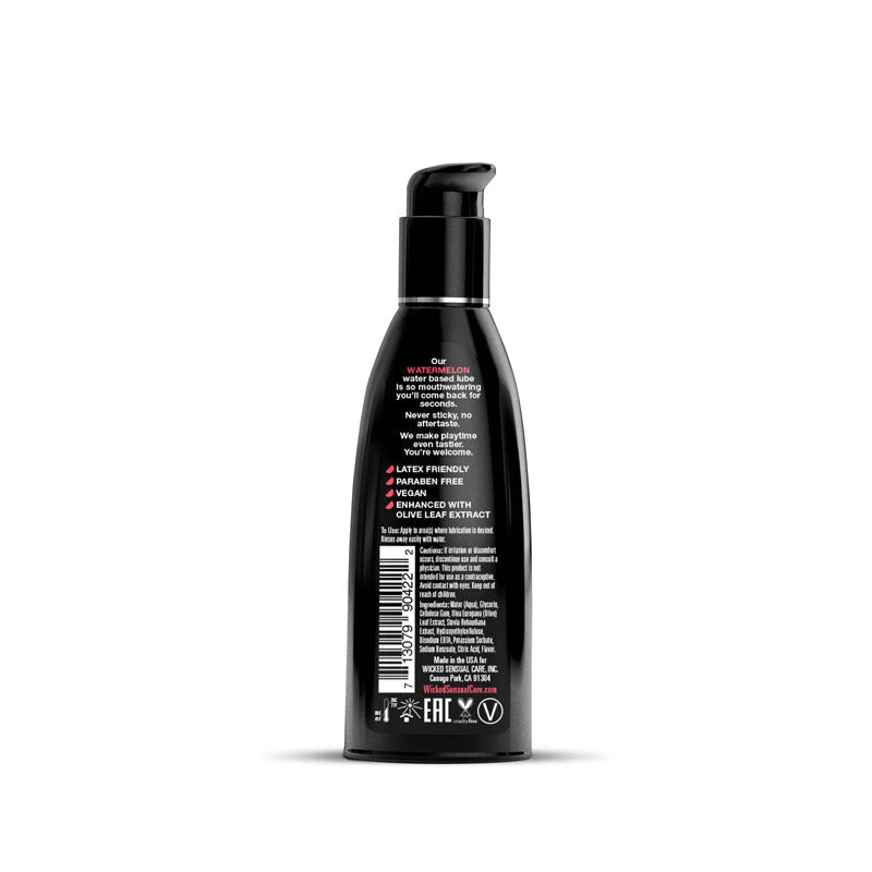 Wicked Aqua Watermelon - Watermelon Flavoured Water Based Lubricant - 60 ml (2 oz) Bottle - Silk and Sin