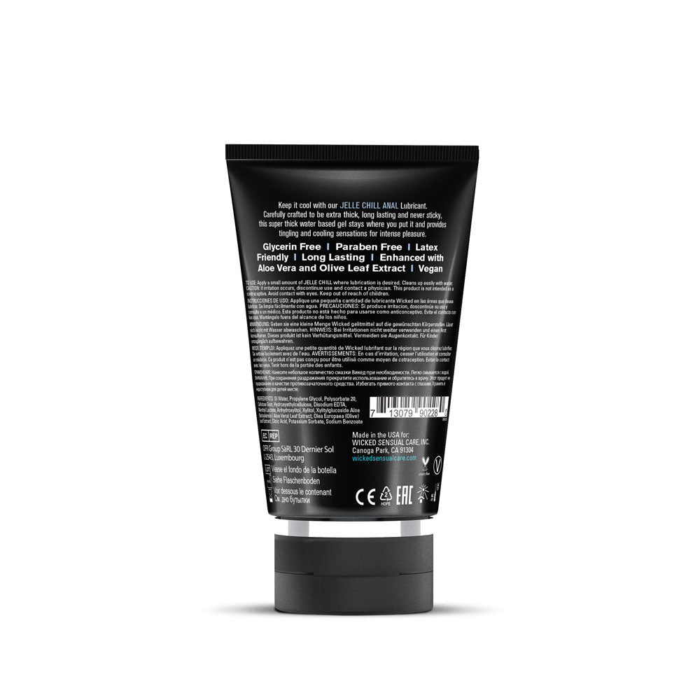 Wicked Jelle Chill - Cooling Water Based Anal Lubricant - 120 ml (4 oz) Bottle - Silk and Sin