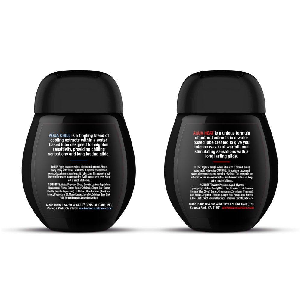 Wicked Sensation Kit - Warming & Cooling Water Based Lubricants - 2 Pack of 45 ml Bottles - Silk and Sin
