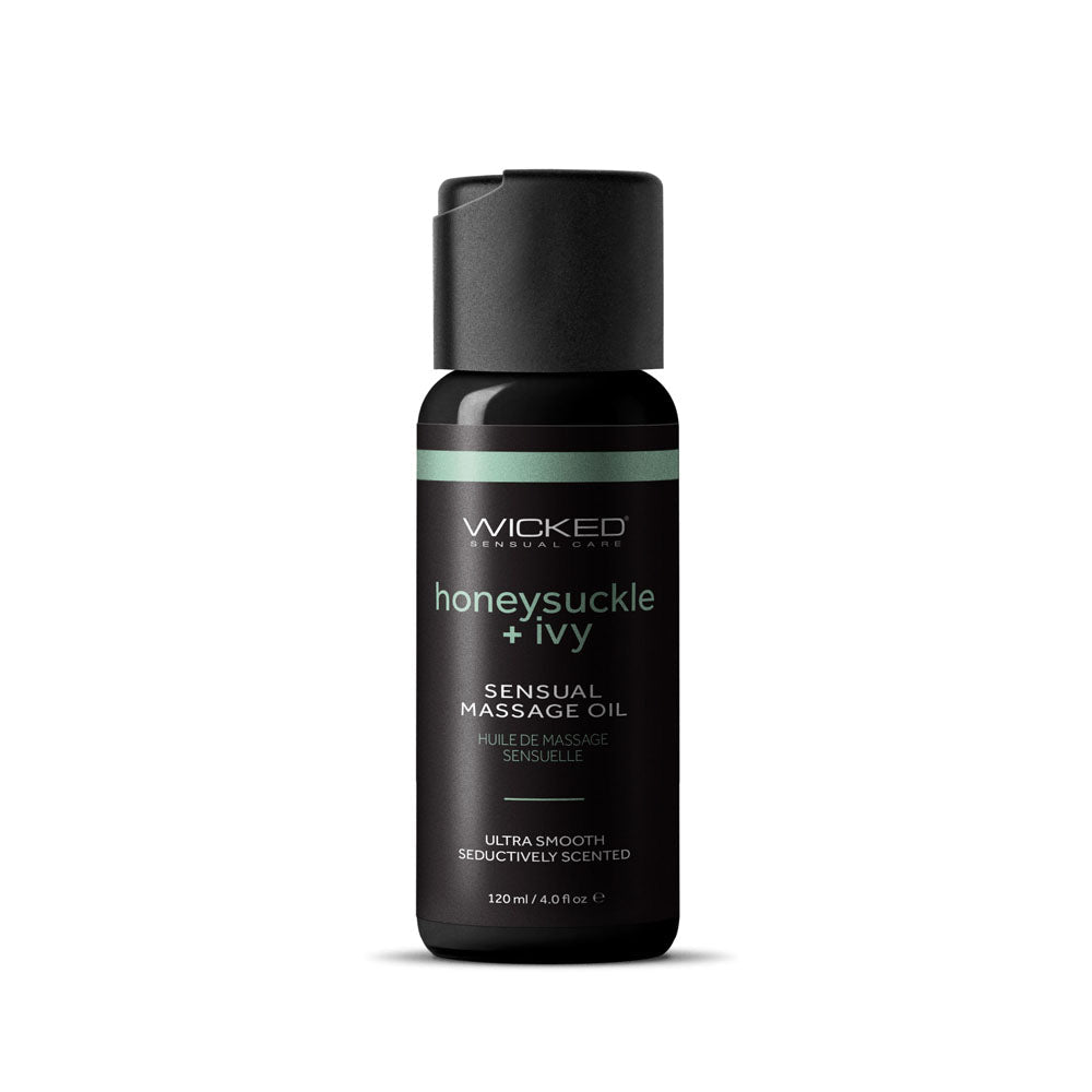 Wicked Sensual Massage Oil - Honeysuckle + Ivy - Honeysuckle and Ivy Scented Massage Oil - 120 ml Tube - Silk and Sin