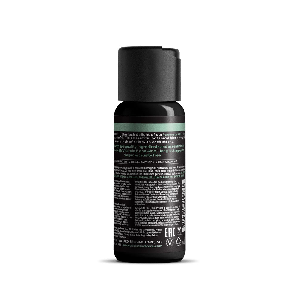 Wicked Sensual Massage Oil - Honeysuckle + Ivy - Honeysuckle and Ivy Scented Massage Oil - 120 ml Tube - Silk and Sin