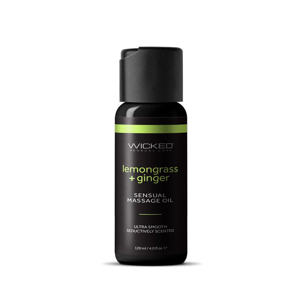 Wicked Sensual Massage Oil - Lemongrass + Ginger - Lemongrass and Ginger Scented Massage Oil - 120 ml Tube - Silk and Sin
