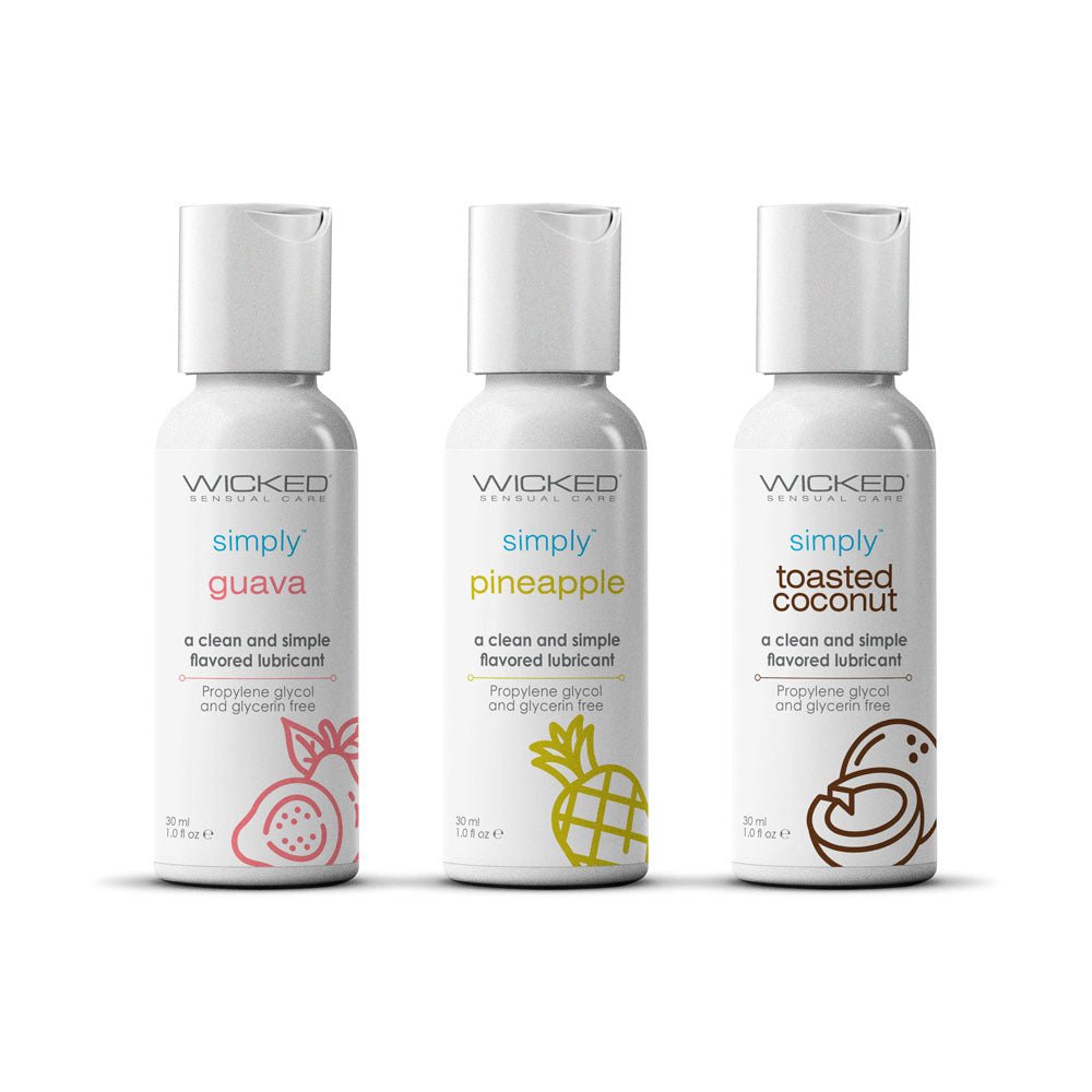 Wicked Simply Tropical Trio - Flavoured Water Based Lubricants - Set of 3 x 30 ml Bottles - Silk and Sin